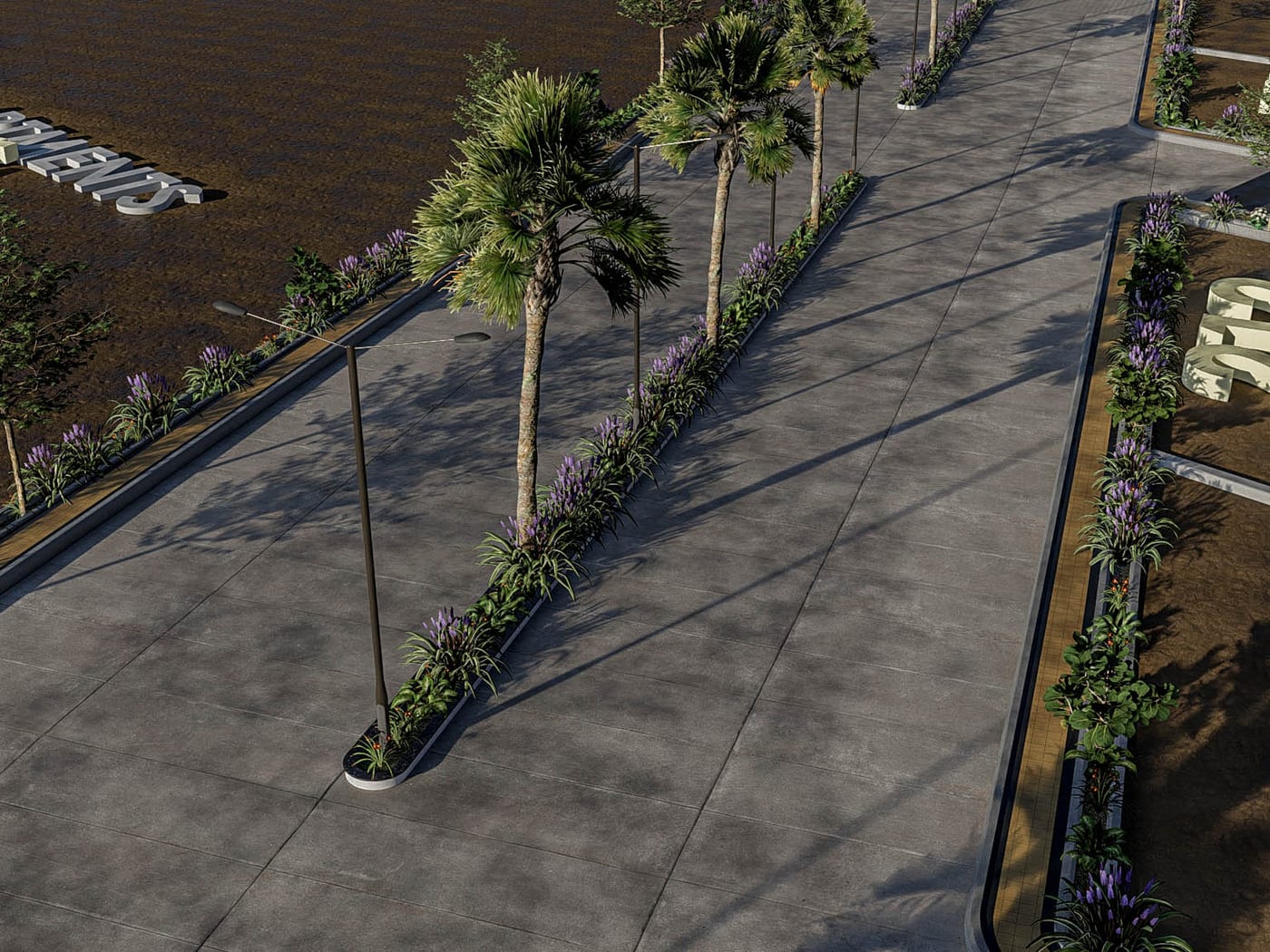 An internal road in concrete finish